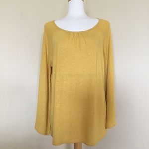 NWT Chico's Women’s Top Mustard Yellow Linen Blend Size 2